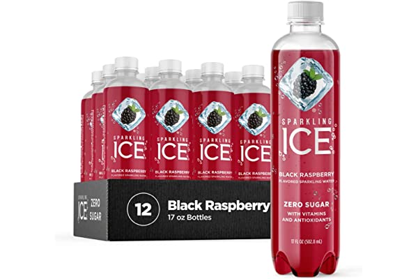 #55 | Sparkling ICE, Black Raspberry Sparkling Water, Zero Sugar Flavored Water, with Vitamins and Antioxidants, Low Calorie Beverage, 17 fl oz Bottles (Pack of 12)