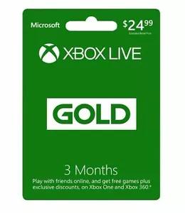 [14785 sold]Microsoft Xbox LIVE 3 Month Gold Membership for Xbox 360 / XBOX ONE