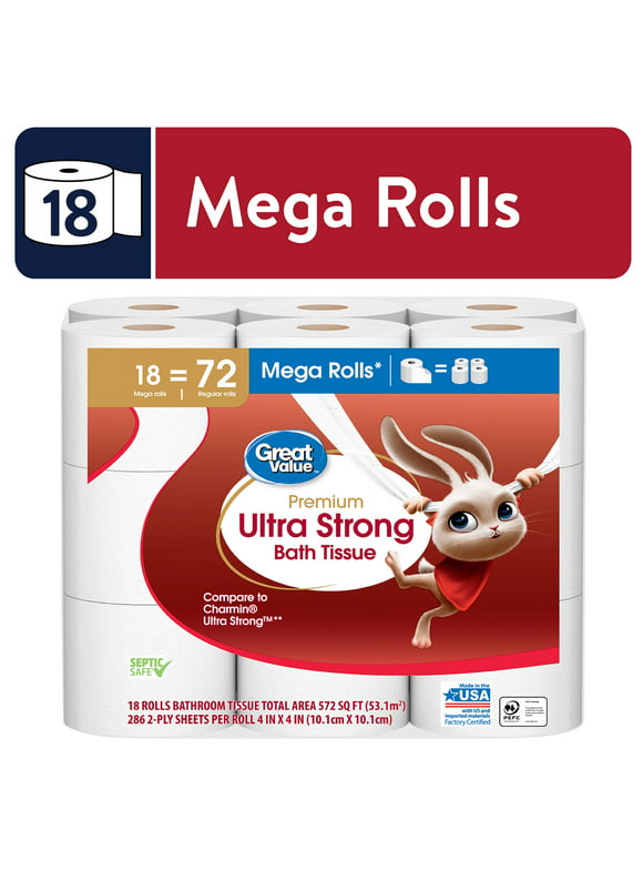 #57 | Great Value Ultra Strong Toilet Paper, 18 Mega Rolls