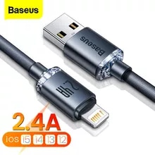 [5423 sold]:Baseus USB Cable For iPhone 14 13 12 11 Pro Xs Max X Xr 8 7 Plus 2.4A Fast Charging Charger Wire Cord For iPad Pro Data Cable 2M