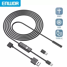 [11804 sold]:ENWOR Industrial Endoscope Camera IP67 Waterproof 5.5mm 7mm 3IN1 For Android Phones PC USB Endoscope Camera 6LEDs Adjustable