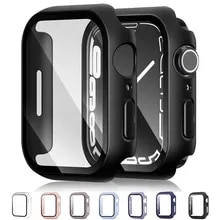 [11060 sold]:Glass+Case For Apple Watch Serie 8 7 6 SE 5 4 3 2 iWatch Case 45mm 41mm 44mm 40mm 38mm 42mm Bumper Screen Protector Cover Watch