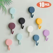 [6443 sold]:10PCS Self Adhesive Wall Hook Strong Without Drilling Coat Bag Bathroom Door Kitchen Towel Hanger Hooks Home Storage Accessories