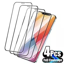 [16192 sold]:4Pcs Full Cover Screen Protector For iPhone 14 11 12 13 Pro Max Protective Glass For iPhone X XR XS Max 6 7 8 Plus Tempered Film