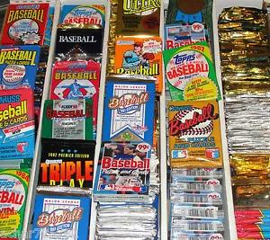 [12248 sold]HUGE Lot of 100 Unopened Old Vintage Baseball Cards in Wax Cello Rack Packs