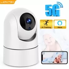 [7216 sold]:Larmtek IP Camera 5G WiFi Baby Monitor 1080P Mini Indoor CCTV Security 2K 4MP AI Tracking Audio Video Surveillance Camera Alexa