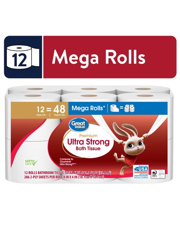 #29 | Great Value Ultra Strong Toilet Paper, 12 Mega Rolls