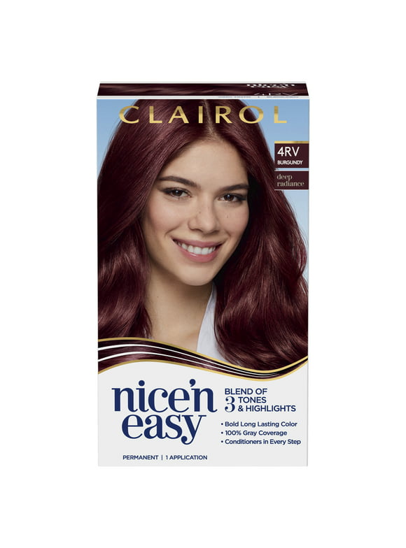 #85 | Clairol Nice'n Easy Permanent Hair Color Creme, 4RV Burgundy, Hair Dye, 1 Application