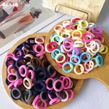 [11566 sold]:Kid Small Hair Bands Baby Girl Children Headbands Colorful Elastic Hair Tie Nylon Scrunchie Hair Rope 50/100pcs Hair Accessories