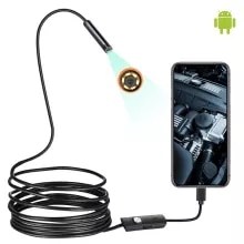 [5702 sold]:Mini Endoscope Camera Waterproof Endoscope Borescope Adjustable Soft Wire 6 LEDS 7mm Android Type-C USB Inspection Camea for Car