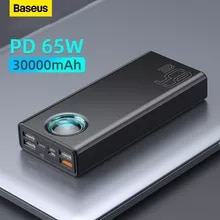 [6458 sold]:Baseus 65W Power Bank 30000mAh/20000mAh PD Quick Charge FCP SCP Powerbank Portable External Charger For Smartphone Laptop Tablet