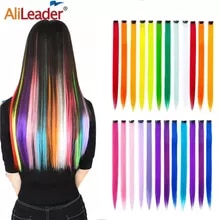 [10150 sold]:Alileader Synthetic Clip On Hair Extension 57Color Ombre Straight Hair Extension Clip In Hairpiece High Temperature Faber Hair