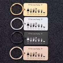 [9801 sold]:Family Love Cute Keychain Engraved The Smith Family for Parents Children Present Keyring Bag Charm Families Member Gift Keyrings