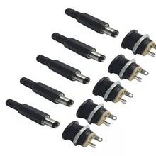 [5374 sold]:10PCS (5Pairs) DC12V 5.5 x 2.1mm Plastic Male Plugs DC022 DC Power Socket Female Jack Screw Nut Panel Mount Connector