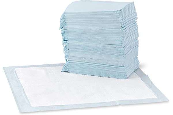 #21 | Amazon Basics Dog and Puppy Pee Pads with Leak-Proof Quick-Dry Design for Potty Training, Standard Absorbency, Regular Size, 22 x 22 Inches - Pack of 100