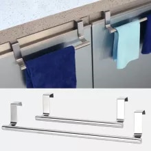 [6345 sold]:2 Size Towel Racks Over Kitchen Cabinet Door Towel Rack Bar Hanging Holder Bathroom Shelf Rack Home Organizer Long Wall Hook