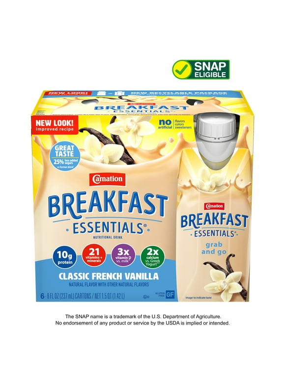 #68 | Carnation Breakfast Essentials Nutritional Drink, Classic French Vanilla, 10 g Protein, 6 - 8 fl oz Cartons