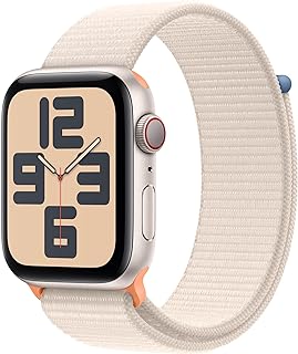 Apple Watch SE (2nd Gen) [GPS + Cellular 44mm] Smartwatch with Starlight Aluminum Case with Starlight Sport Loop. Fitness &amp; Sleep Tracker, Crash Detection, Heart Rate Monitor, Carbo