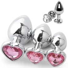 [8985 sold]:3 Size Anal Plug Heart Stainless Steel Crystal Anal Plug Removable Butt Plug Stimulator Anal Sex Toys Prostate Massager Dildo