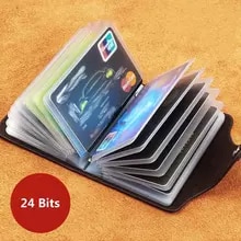 [13286 sold]:24 Bits Credit Card Holder Business Bank Card Pocket PVC Large Capacity Card Cash Storage Clip Organizer Case Wallet Cardholder