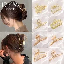 [7266 sold]:Elegant Gold Color Hair Claws Set Geometric Metal Hair Clips for Women Vintage Plastic Hairpin Trendy Girls Hair Accessories New