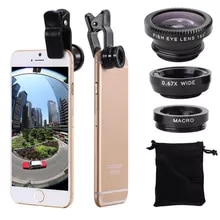 [6307 sold]:3in1 Fisheye Phone Lens 0.67X Wide Angle Zoom Fish Eye Macro Lenses Camera Kits With Clip Lens On The Phone For Smartphone