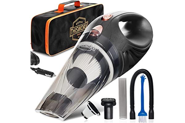 #6 | ThisWorx Car Vacuum Cleaner - Car Accessories - Small 12V High Power Handheld Portable Car Vacuum w/Attachments, 16 Ft Cord & Bag - Detailing Kit Essentials for Travel, RV Camper