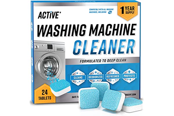 #44 | Washing Machine Cleaner Descaler 24 Pack - Deep Cleaning Tablets For HE Front Loader & Top Load Washer, Septic Safe Eco-Friendly Deodorizer, Clean Inside Drum And Laundry Tub Seal - 12