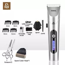 [5102 sold]:Youpin RIWA Hair Clipper Professional Electric Trimmer For Men With LED Screen Washable Rechargeable Men Strong Power Steel Head