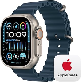 Apple Watch Ultra 2 [GPS + Cellular 49mm] Smartwatch with Rugged Titanium Case &amp; Blue Ocean Band One Size. Fitness Tracker, Precision GPS, Action Button, Bright Retina Display w/App