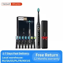 [7884 sold]:Fairywill Electric Sonic Toothbrush FW-507 USB Charge Rechargeable Adult Waterproof Electronic Tooth 8 Brushes Replacement Heads