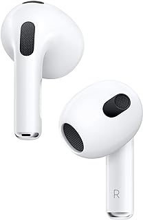 Apple AirPods (3rd Generation) Wireless Ear Buds, Bluetooth Headphones, Personalized Spatial Audio, Sweat and Water Resistant, Lightning Charging Case Included, Up to 30 Hours of Batter