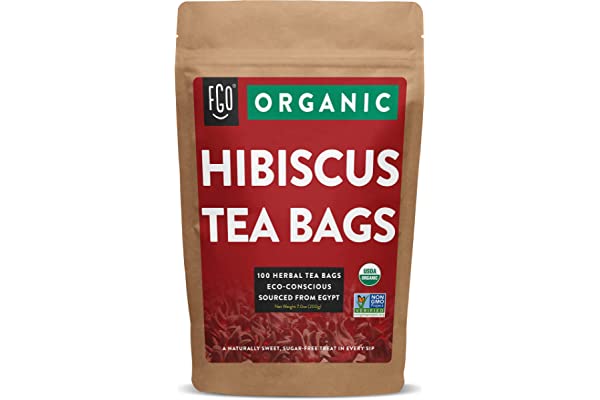 #77 | Organic Hibiscus Tea Bags | 100 Tea Bags | Eco-Conscious Tea Bags in Kraft Bag | Raw from Egypt | by FGO