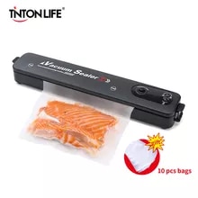 [7825 sold]:TINTON LIFE 220V/110V Vacuum Sealer Packaging Machine with Free 10pcs Vacuum bags Household Black Food Vacuum Sealer