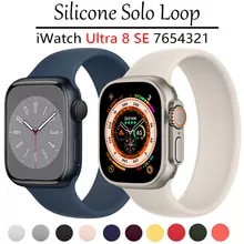 [8921 sold]:Strap for Apple Watch Band 44mm 40mm 45 mm 41mm 38mm 42mm Elastic Sport Silicone Solo Loop bracelet iWatch Series 8 ultra 7 6 3