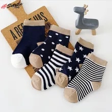 [6051 sold]:5Pairs Baby Socks Newborn Baby Boy Socks 0-1-3-7Y Kids Pure Cotton Animal Design Fadeless Soft Children's Socks for Girls