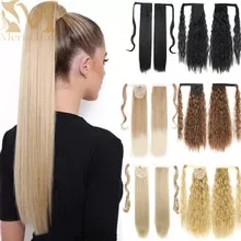 [6339 sold]:MERISIHAIR Synthetic Long Straight Wrap Around Clip In Ponytail Hair Extension Heat Reistan Pony Tail Fake Hair