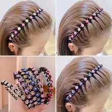 [19425 sold]:Fashion Pearl Non-Slip Rhinestone Hairbands Elastic Flower Women Hair Hoop Bands Headband Bezel Girls Hair Accessories Headdress