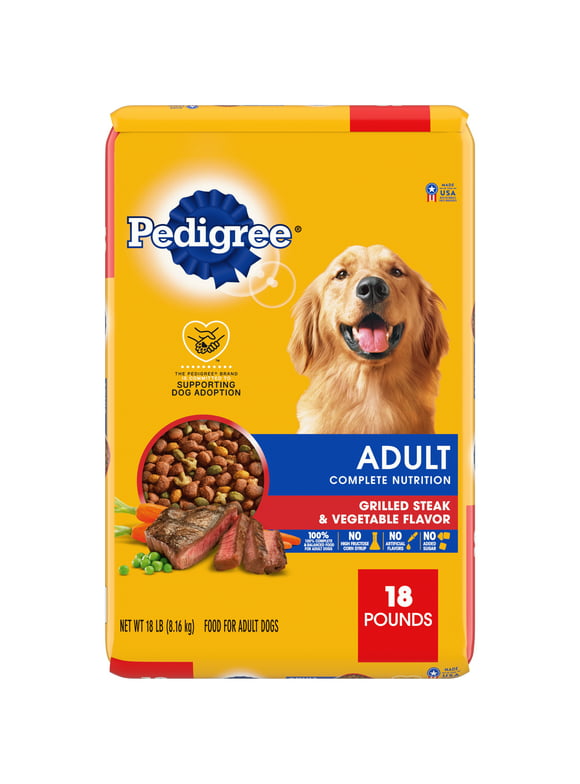 #27 | PEDIGREE Complete Nutrition Grilled Steak & Vegetable Flavor Dry Dog Food for Adult Dog, 18 lb. Bag