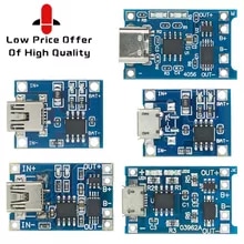 [5152 sold]:Type-c/Micro/Mini USB 5V 1A 18650 TP4056 Lithium Battery Charger Module Charging Board With Protection Dual Functions 1A Li-ion