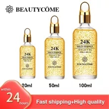 [13470 sold]:YOUNGCOME 50ml 24K Gold Face Serum Brightening Skin Tone Hyaluronic Acid Moisturizing Essence Anti wrinkle Whiten Gold Skin Care