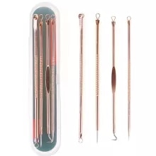 [6033 sold]:Rose Gold 4pcs/set Blackhead Comedone Acne Pimple Belmish Extractor Vacuum Blackhead Remover Tool Spoon for Face Skin Care Tool