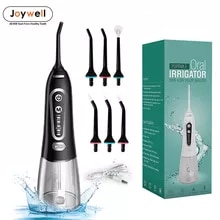 [6733 sold]:Oral Irrigator 5 Modes Portable Rechargeable Dental Water Jet 6 Nozzles Waterproof 300ML Tank Water Flosser For Teeth Whitening