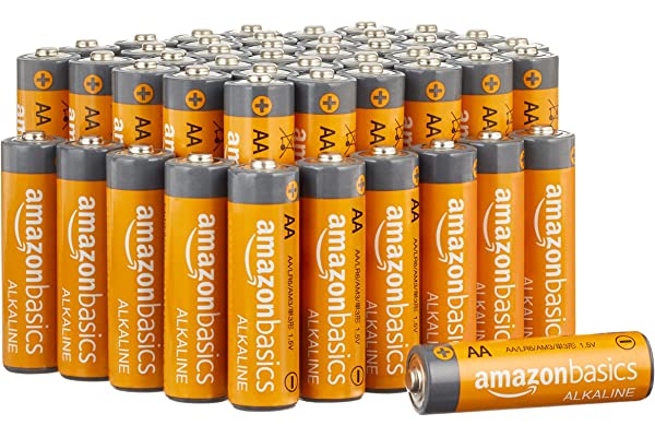 #3 | Amazon Basics 48 Pack AA High-Performance Alkaline Batteries, 10-Year Shelf Life, Easy to Open Value Pack