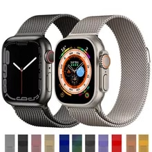 [5732 sold]:Milanese Loop Strap For Apple watch Band 44mm 40mm 45mm 41mm 49mm 42mm 38mm 45 mm correa bracelet iWatch series 3 6 se 7 8 ultra