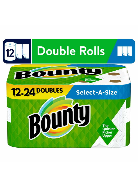 #1 | Bounty Select-A-Size Paper Towels, Double Rolls, White, 98 Sheets Per Roll, 12 Count