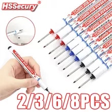 [5986 sold]:20mm Long Head Marker Pens 2/3/6/8Pcs/Set Multi-purpose Bathroom Woodworking Decoration Deep Hole Marker Pen Ink 9916 Tools Set