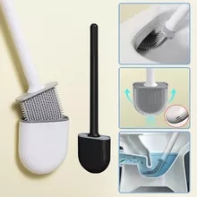 [9120 sold]:Flexible Silicone Toilet Brush With Holder Leakproof Soft Toilet Bowl Cleaner Brush Bathroom Wall Mounted Toilet Cleaning Brush