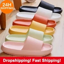 [5553 sold]:Fashion Women Summer Soft Slippers Thick Platform Bathroom Home Men Indoor Non-slip Anti-slip Female Cloud Cushion Slides