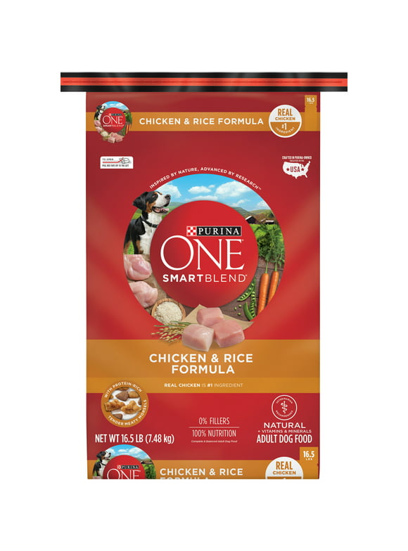 #6 | Purina ONE Natural Dry Dog Food, SmartBlend Chicken & Rice Formula, 16.5 lb. Bag